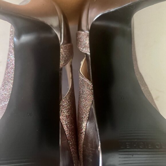 Marc Fisher Tumble Glitter Sparkle Stiletto Heels Pumps Peep Toe Size 10M - Picture 15 of 16
